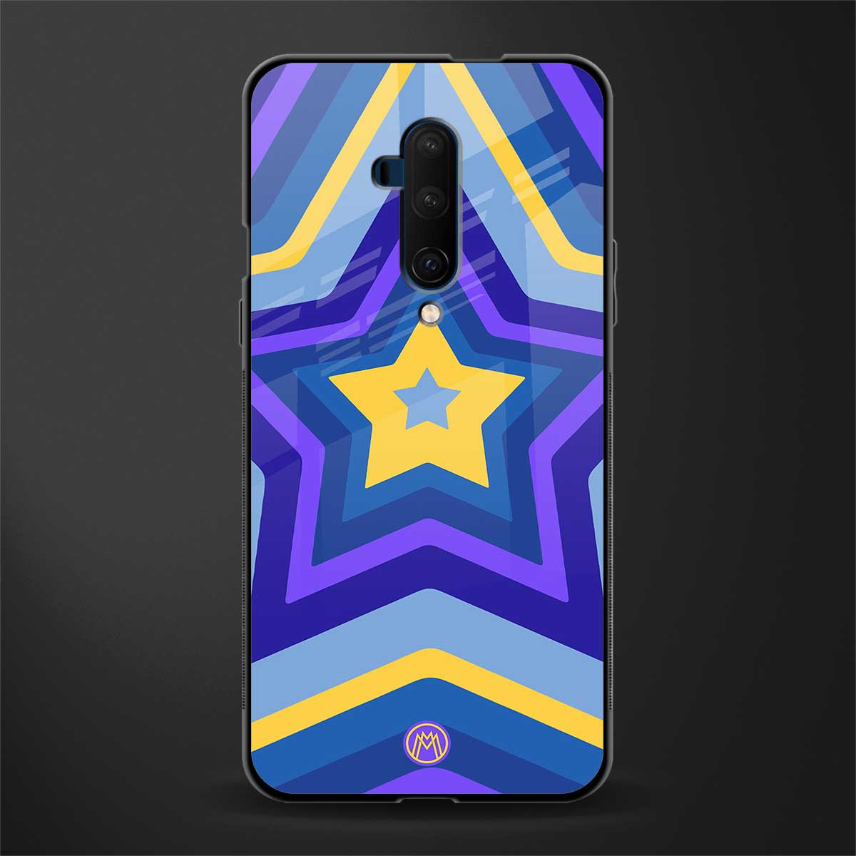 y2k yellow blue stars glass case for oneplus 7t pro image