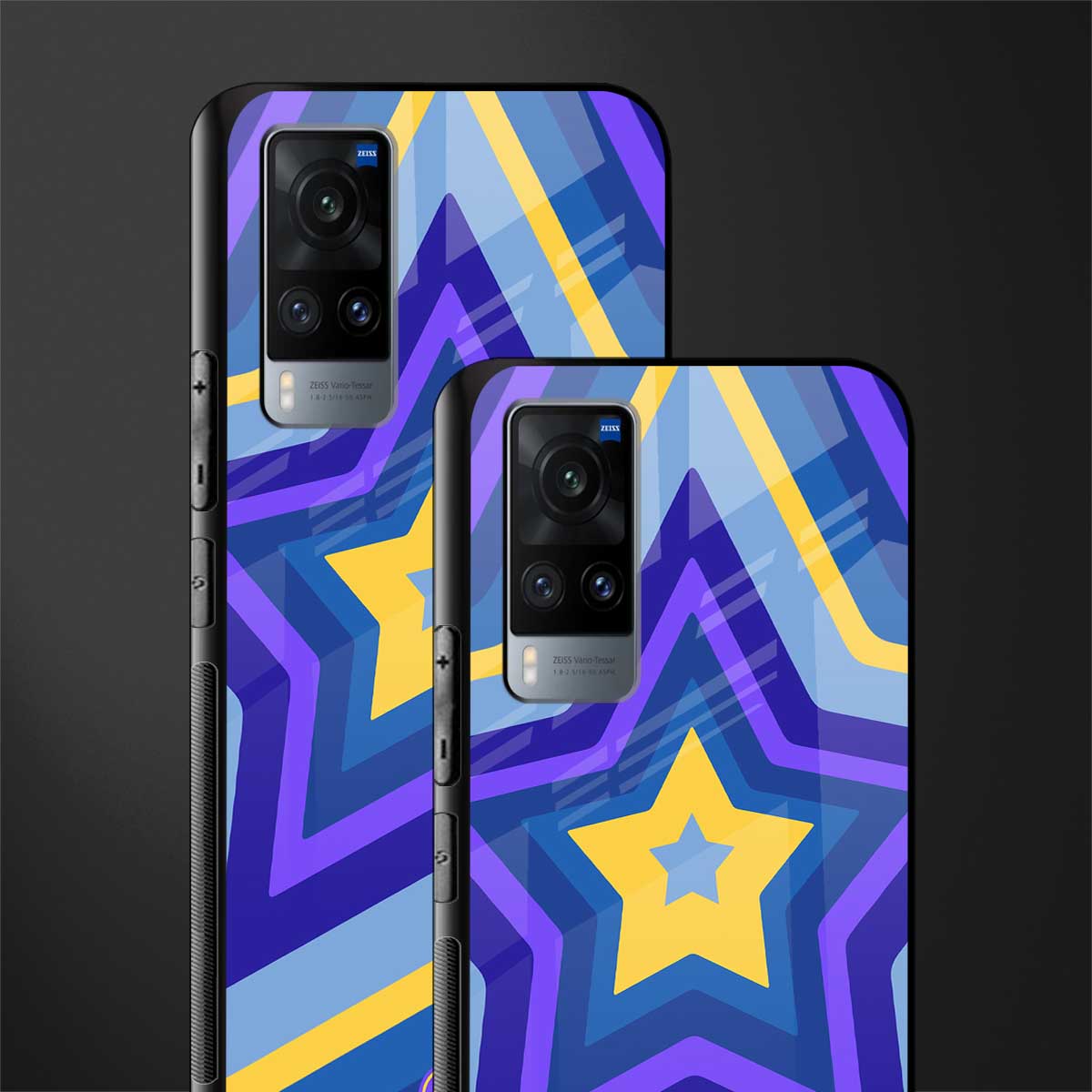 y2k yellow blue stars glass case for vivo x60 image-2