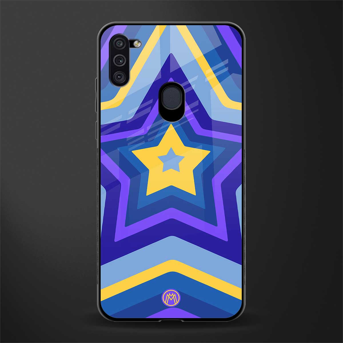 y2k yellow blue stars glass case for samsung a11 image