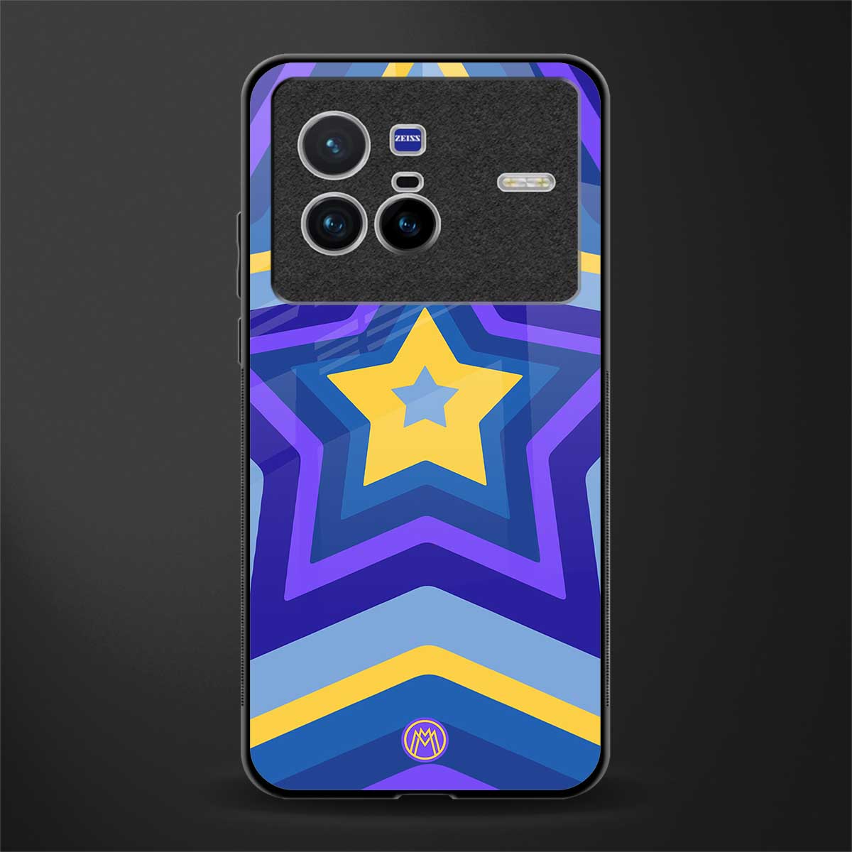 y2k yellow blue stars glass case for vivo x80 image