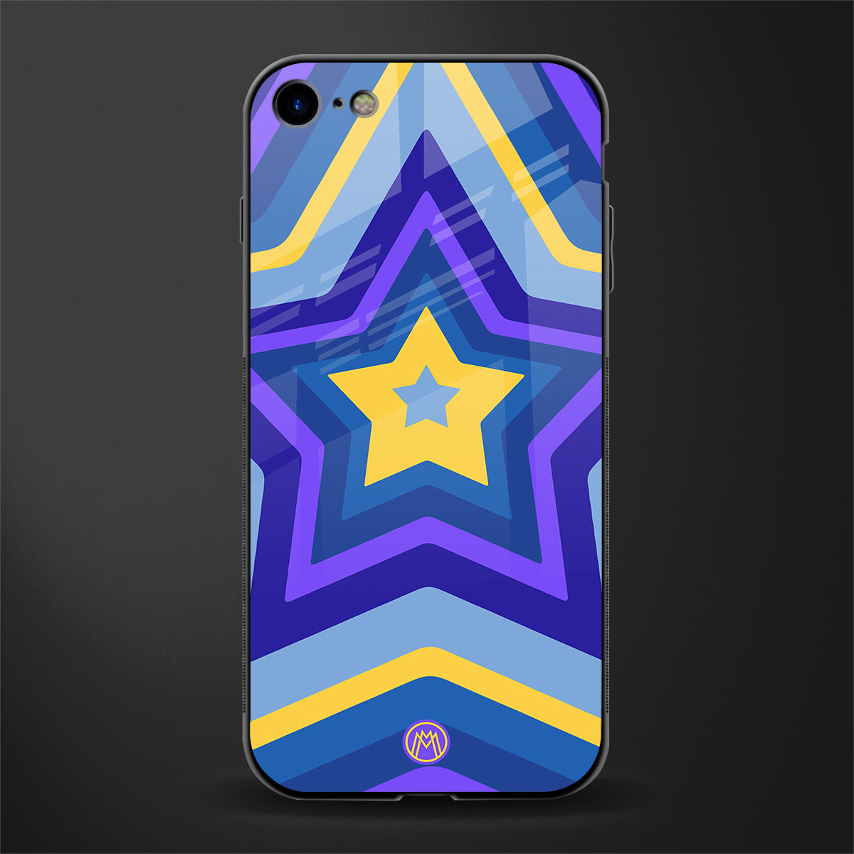 y2k yellow blue stars glass case for iphone 8 image