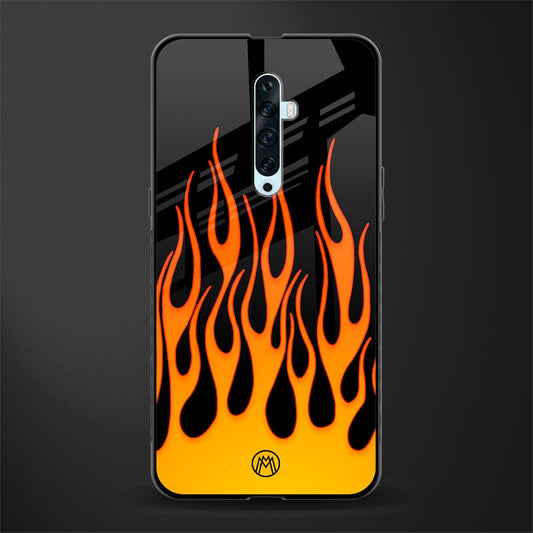 y2k yellow flames glass case for oppo reno 2f image