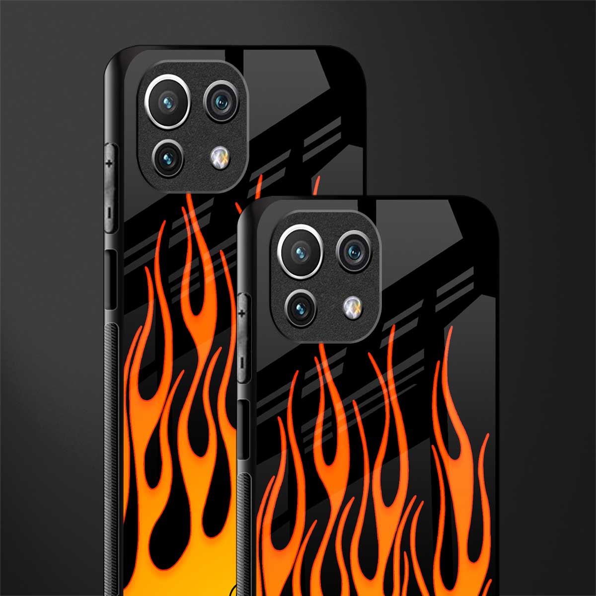 y2k yellow flames glass case for mi 11 lite image-2