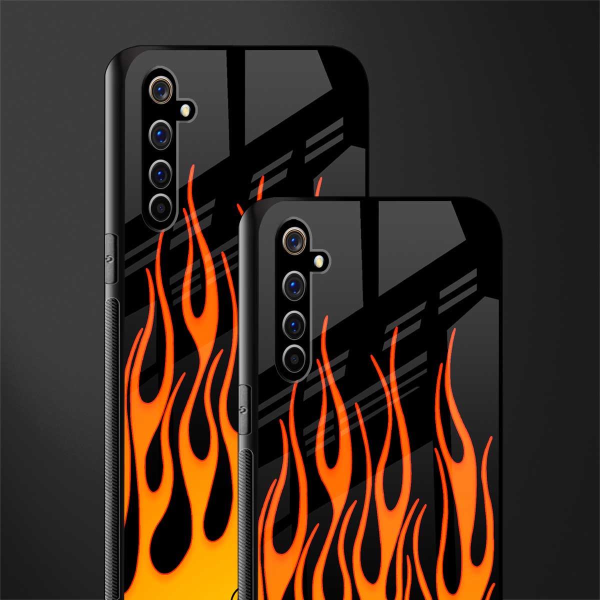 y2k yellow flames glass case for realme x50 pro image-2