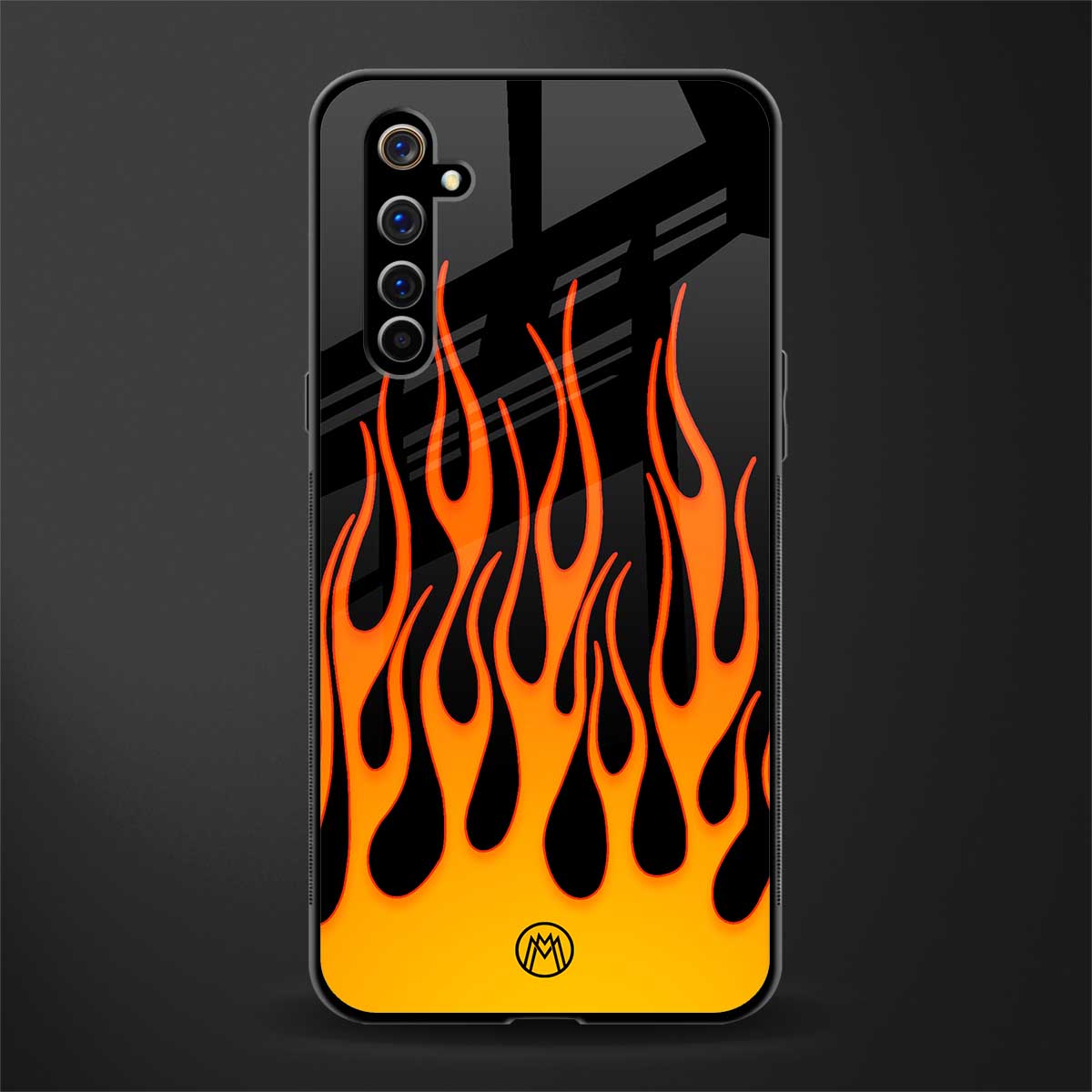 y2k yellow flames glass case for realme x50 pro image