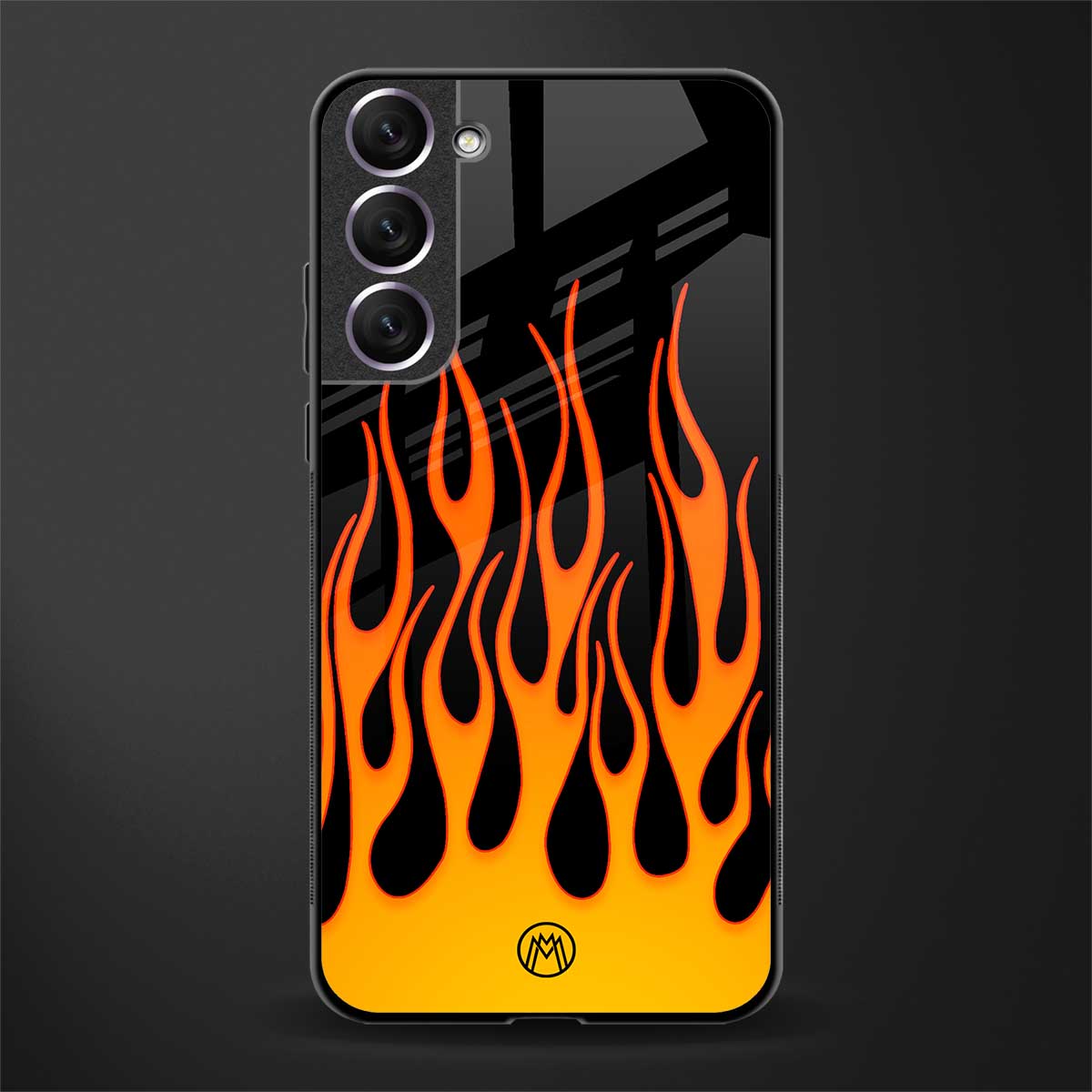 y2k yellow flames glass case for samsung galaxy s22 5g image