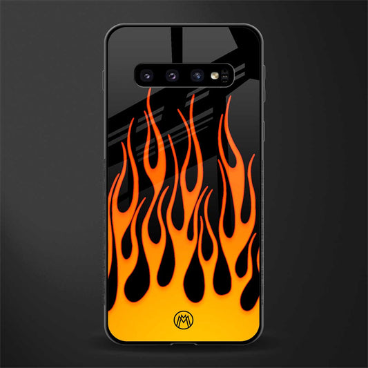 y2k yellow flames glass case for samsung galaxy s10 plus image
