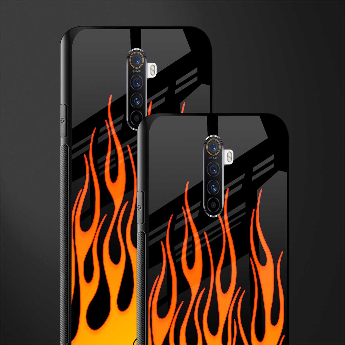 y2k yellow flames glass case for realme x2 pro image-2