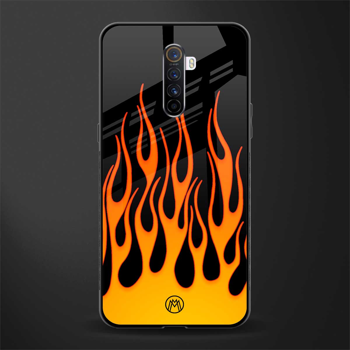 y2k yellow flames glass case for realme x2 pro image