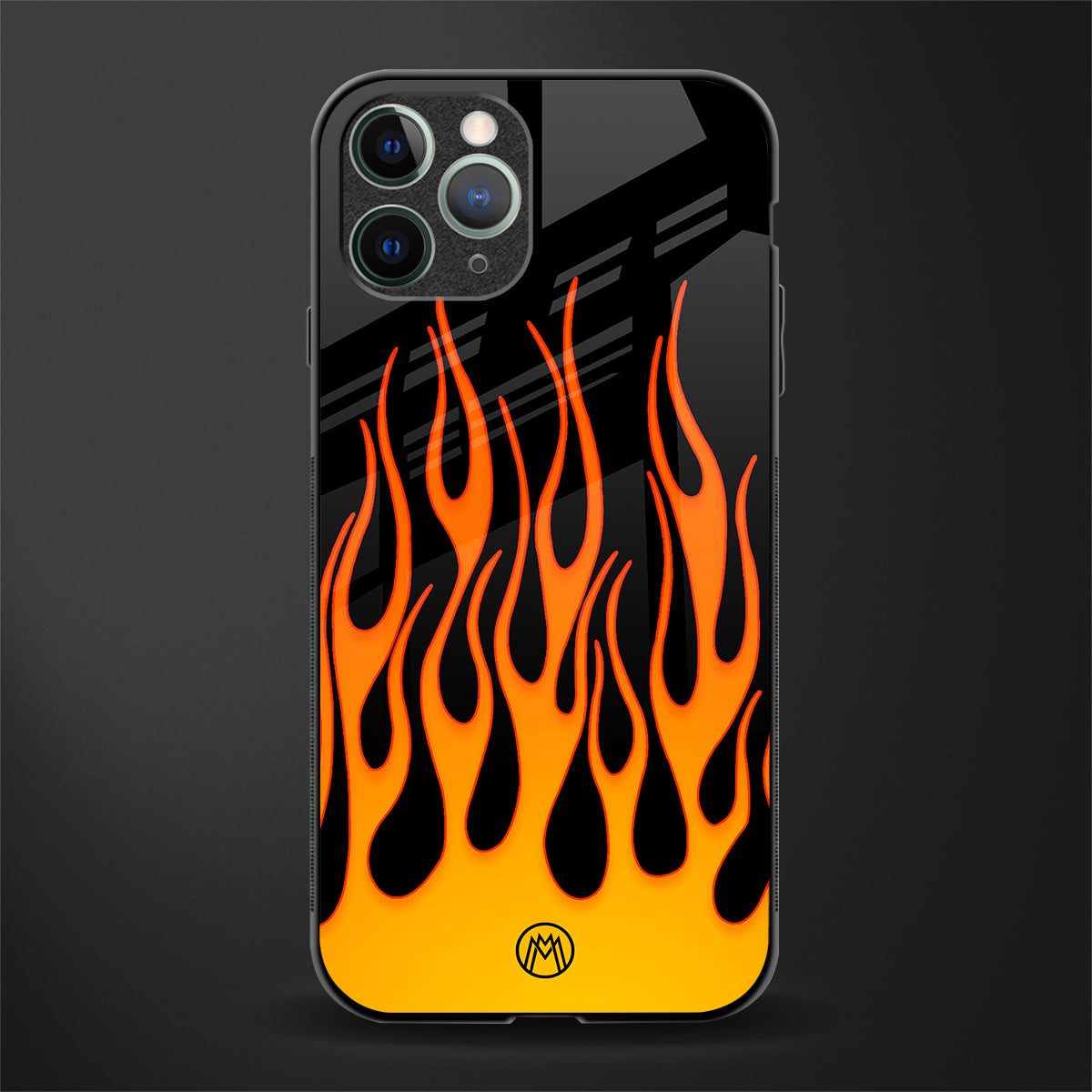 y2k yellow flames glass case for iphone 11 pro max image