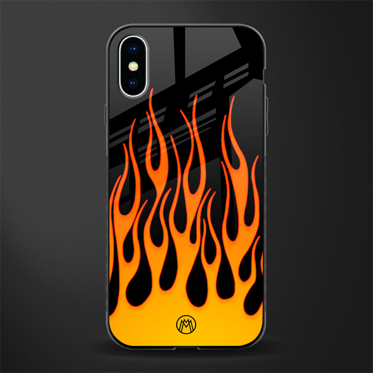 y2k yellow flames glass case for iphone x image
