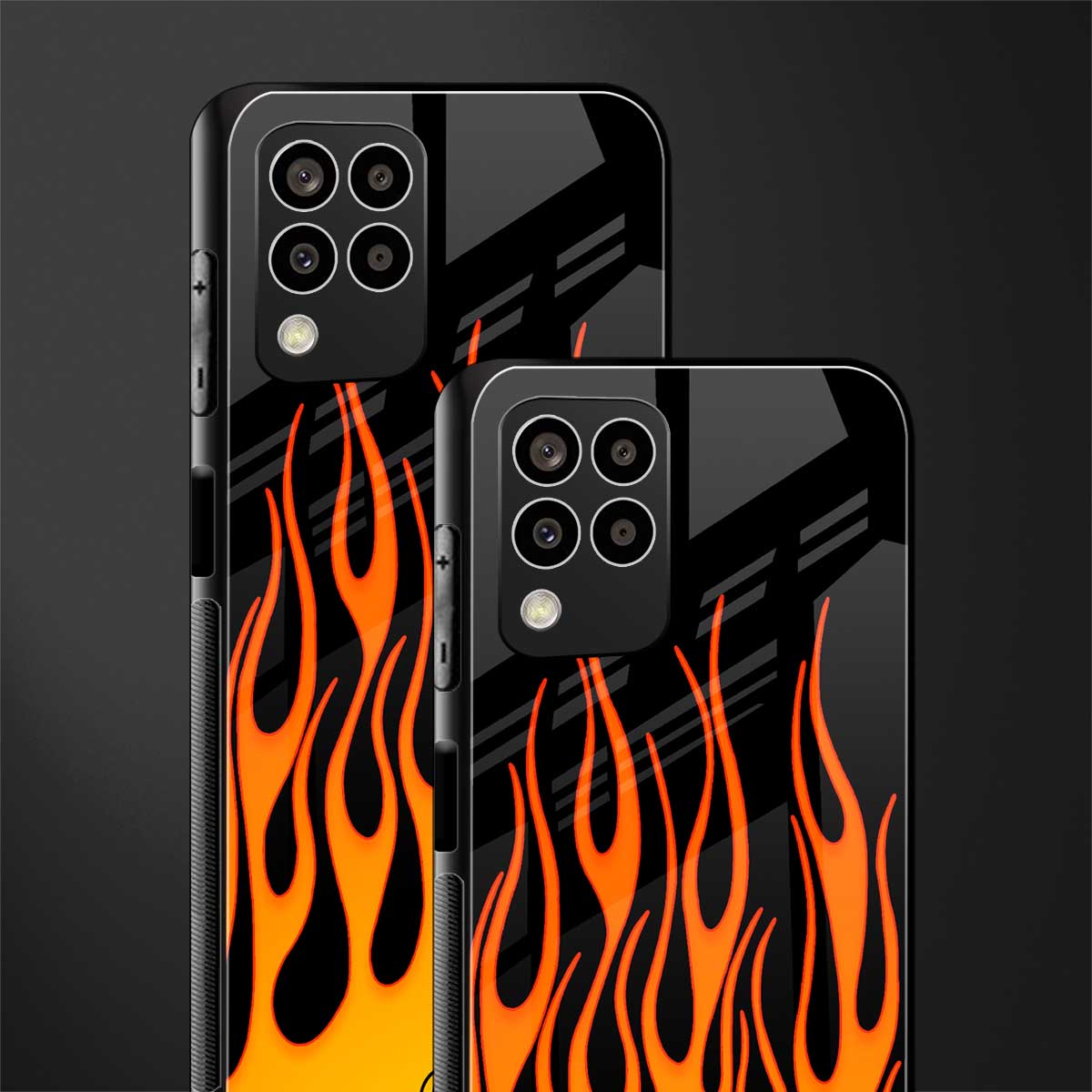 y2k yellow flames back phone cover | glass case for samsung galaxy m33 5g