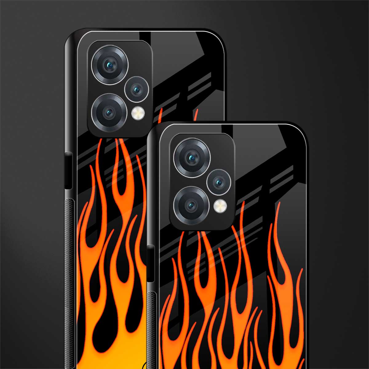 y2k yellow flames back phone cover | glass case for oneplus nord ce 2 lite 5g