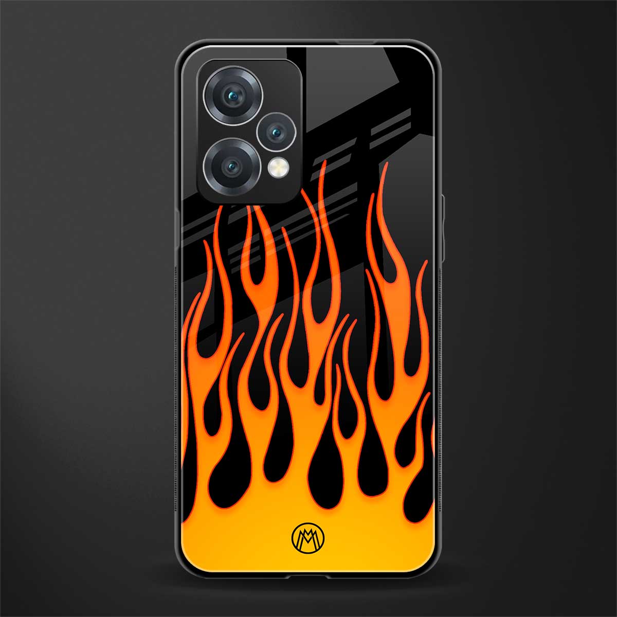 y2k yellow flames back phone cover | glass case for oneplus nord ce 2 lite 5g