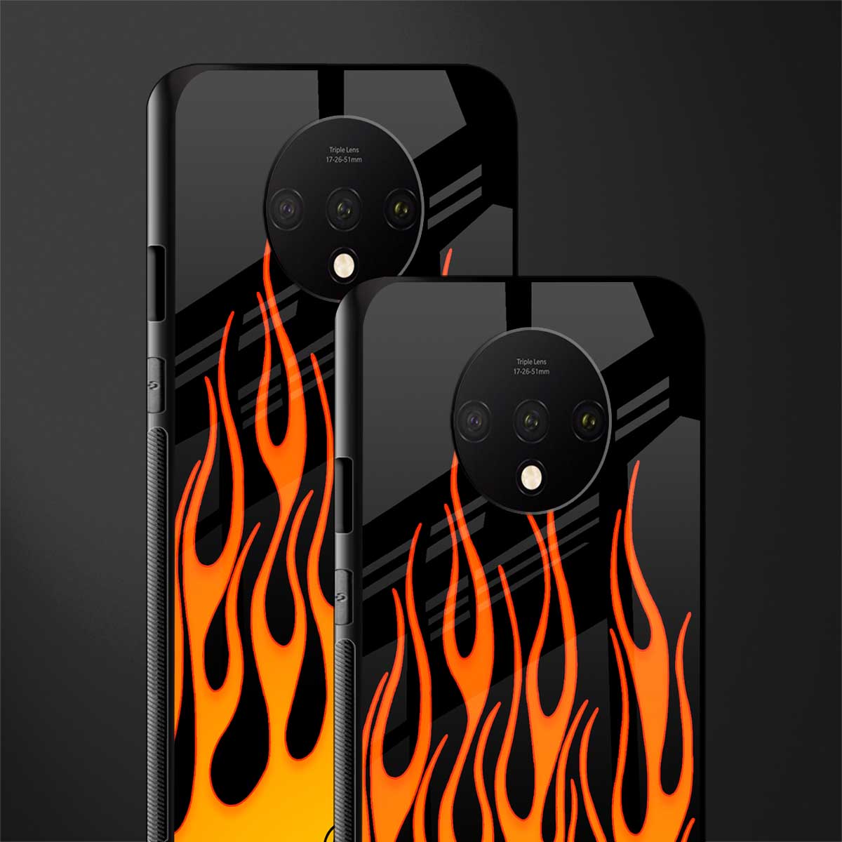 y2k yellow flames glass case for oneplus 7t image-2