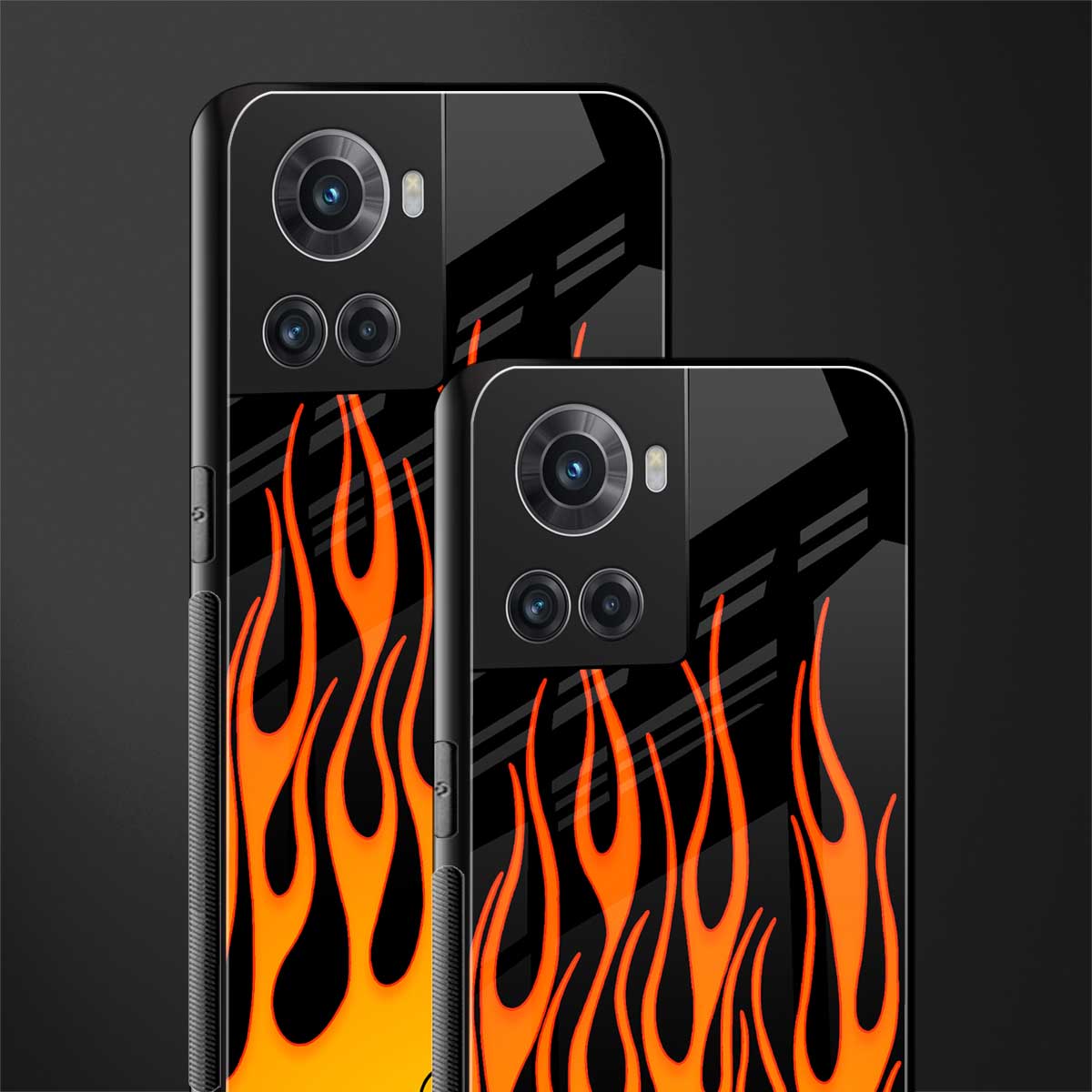 y2k yellow flames back phone cover | glass case for oneplus 10r 5g