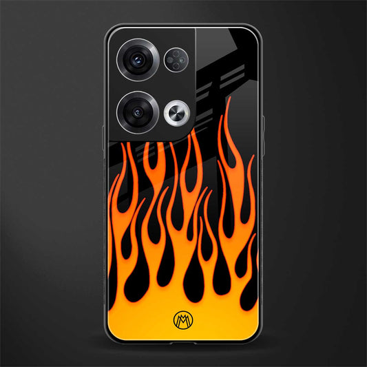 y2k yellow flames back phone cover | glass case for oppo reno 8 pro