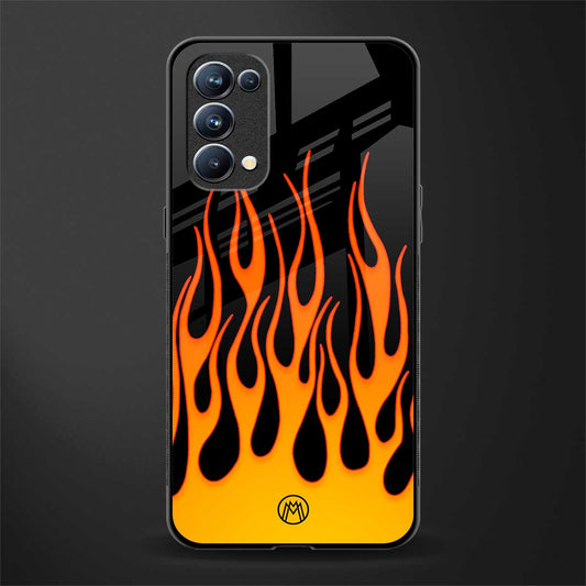 y2k yellow flames back phone cover | glass case for oppo reno 5