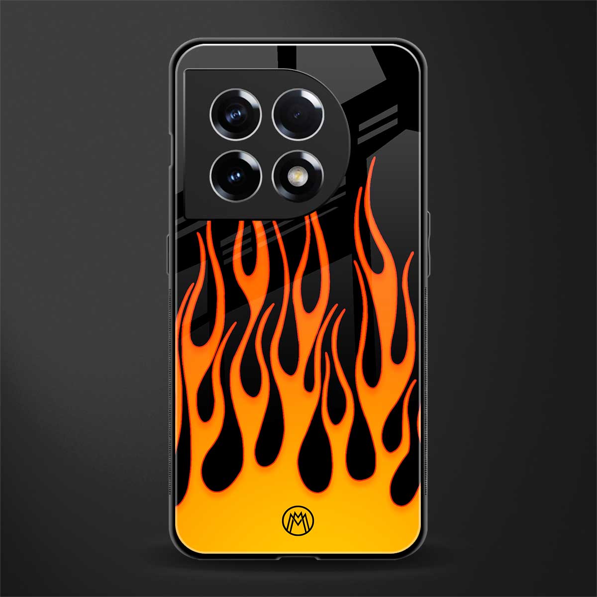 y2k yellow flames back phone cover | glass case for oneplus 11