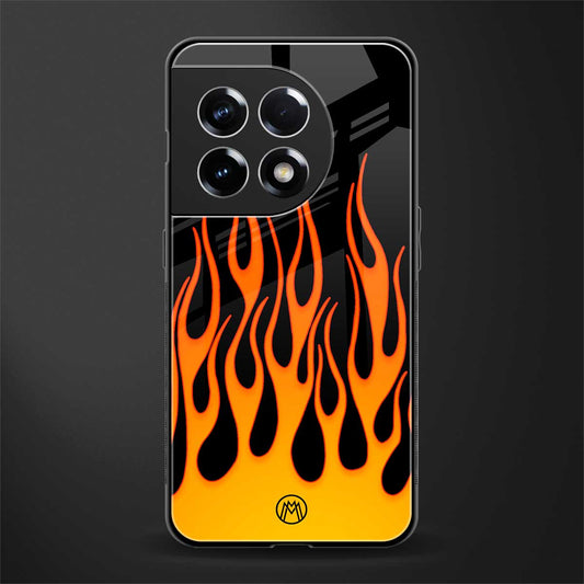 y2k yellow flames back phone cover | glass case for oneplus 11r