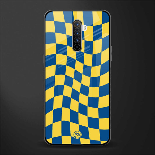 yellow blue trippy check pattern glass case for realme x2 pro image