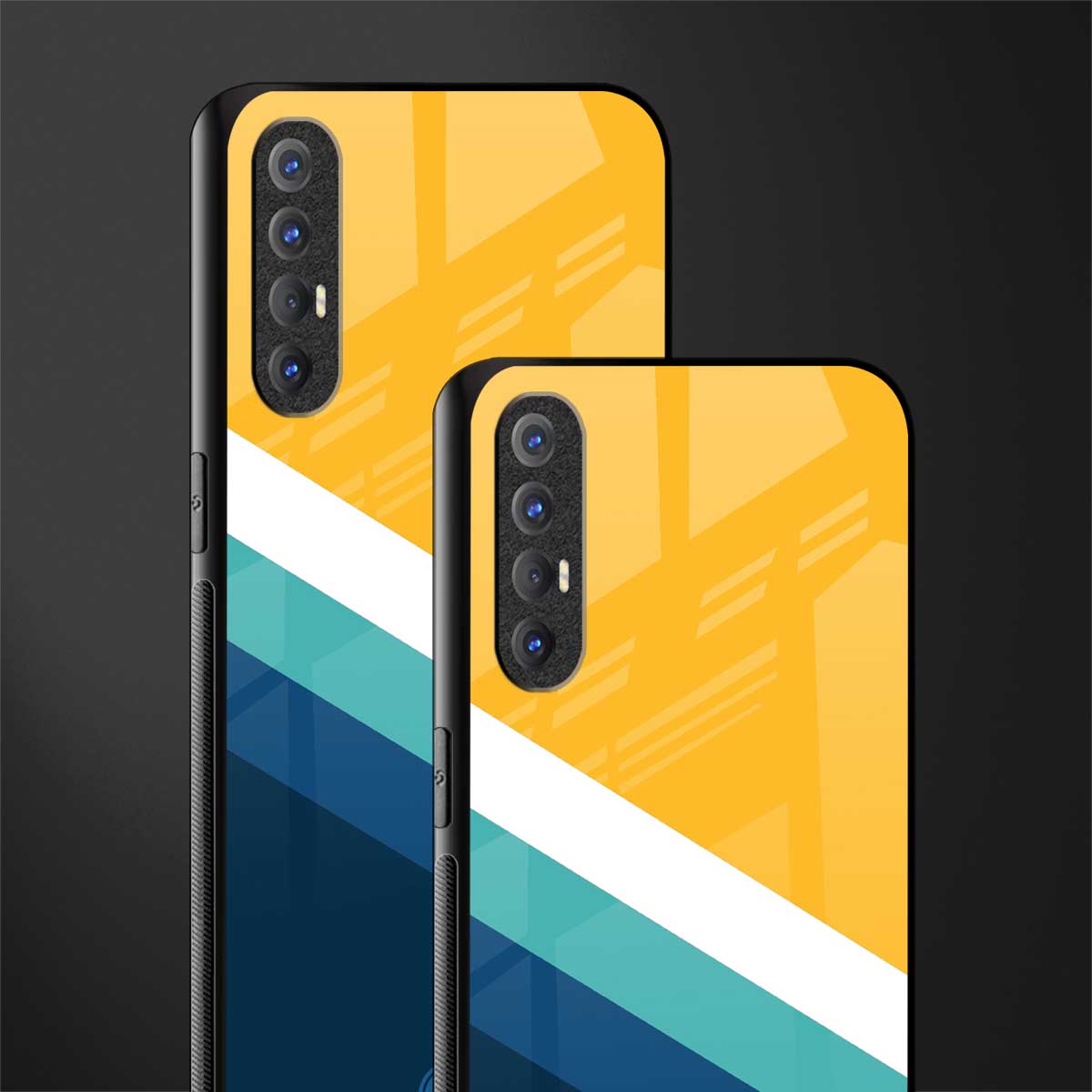 yellow white blue pattern stripes glass case for oppo reno 3 pro image-2