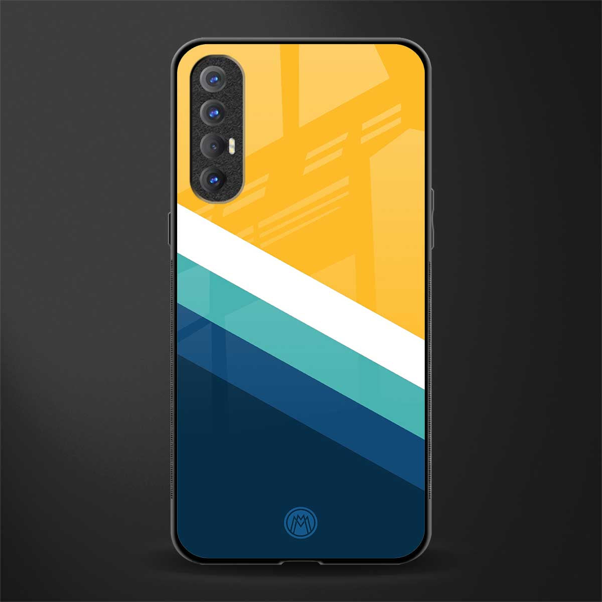 yellow white blue pattern stripes glass case for oppo reno 3 pro image