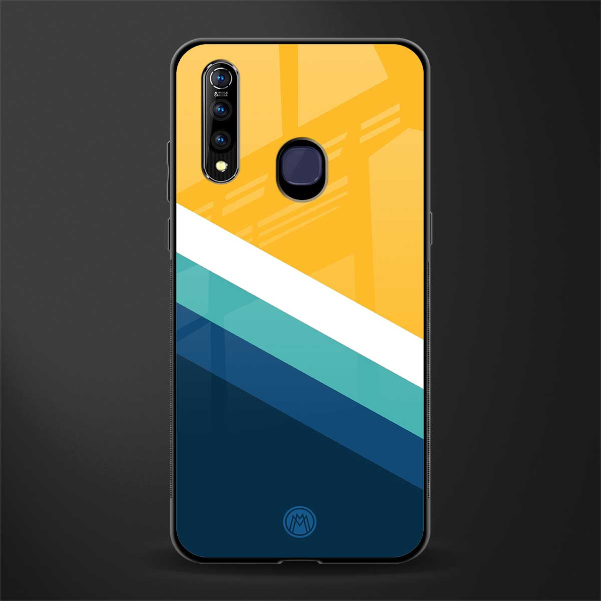 yellow white blue pattern stripes glass case for vivo z1 pro image
