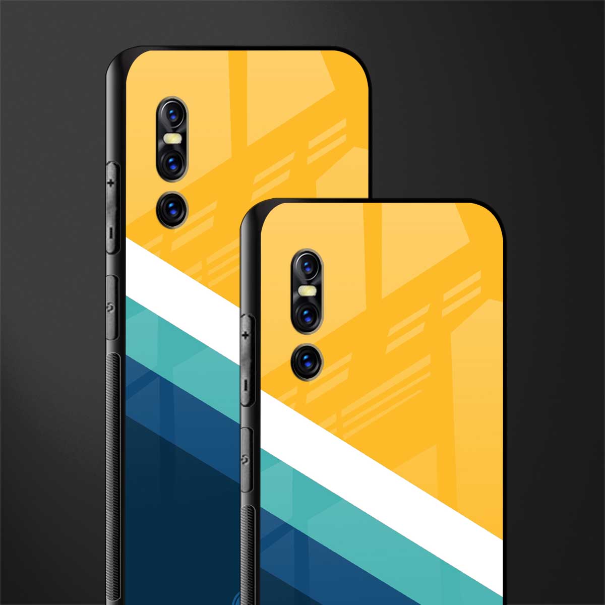 yellow white blue pattern stripes glass case for vivo v15 pro image-2