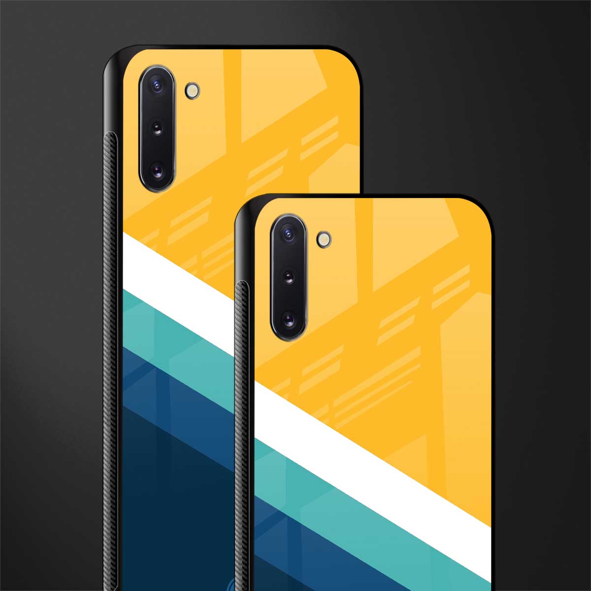 yellow white blue pattern stripes glass case for samsung galaxy note 10 image-2