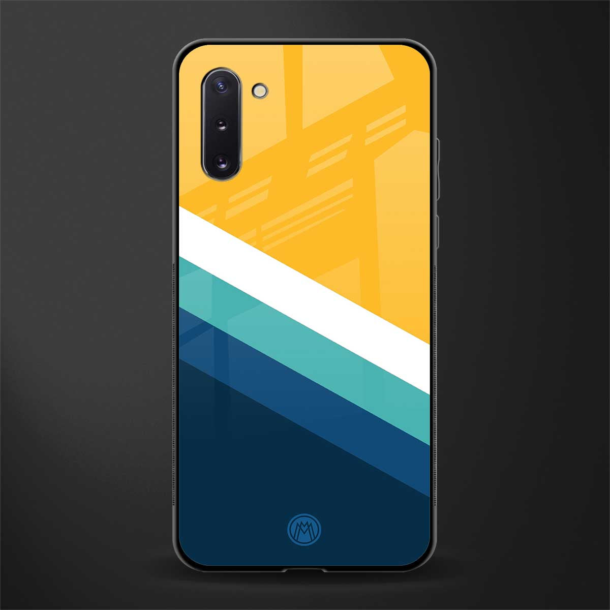 yellow white blue pattern stripes glass case for samsung galaxy note 10 image