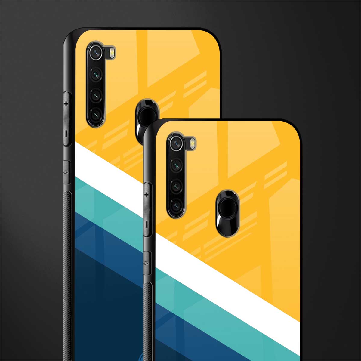 yellow white blue pattern stripes glass case for redmi note 8 image-2