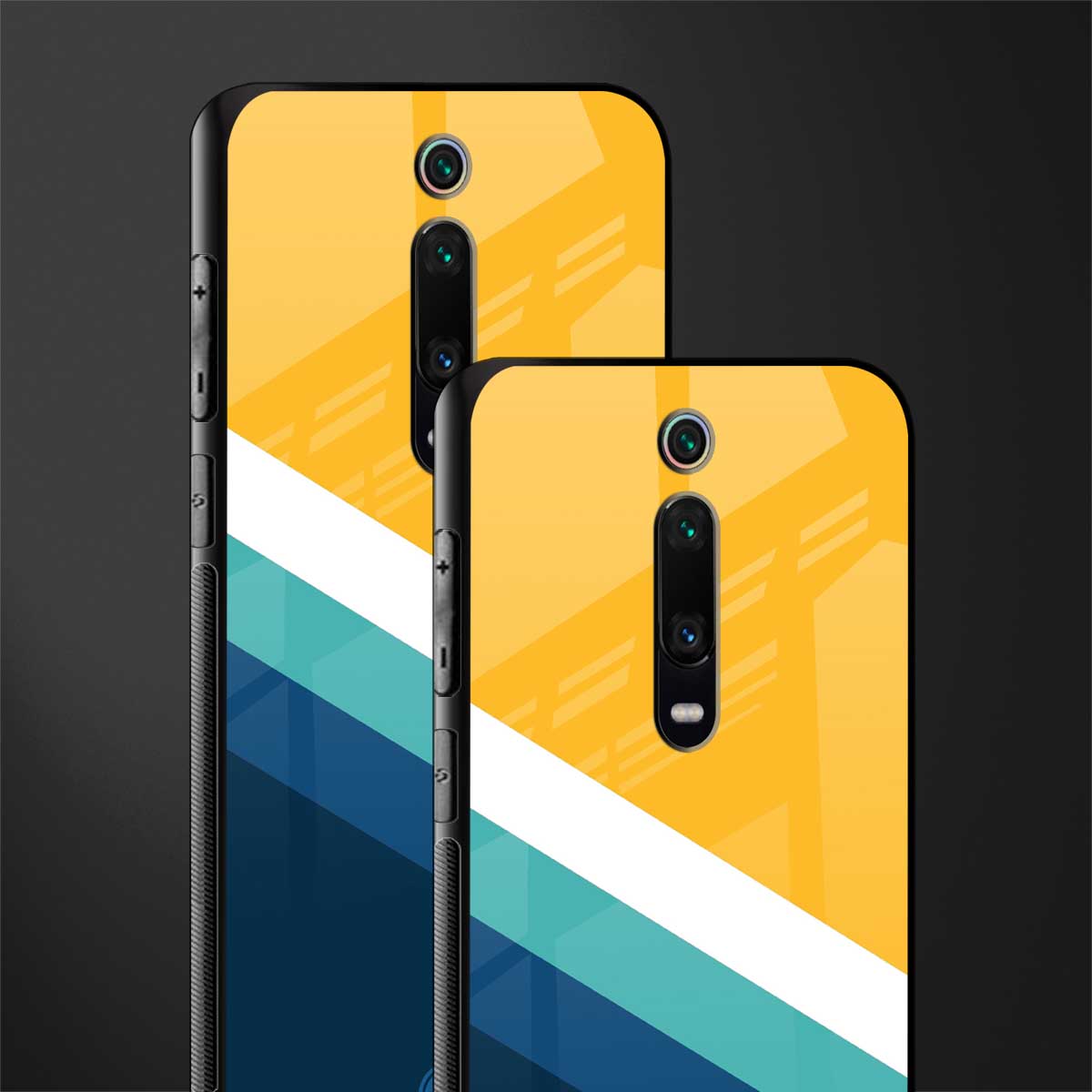 yellow white blue pattern stripes glass case for redmi k20 image-2