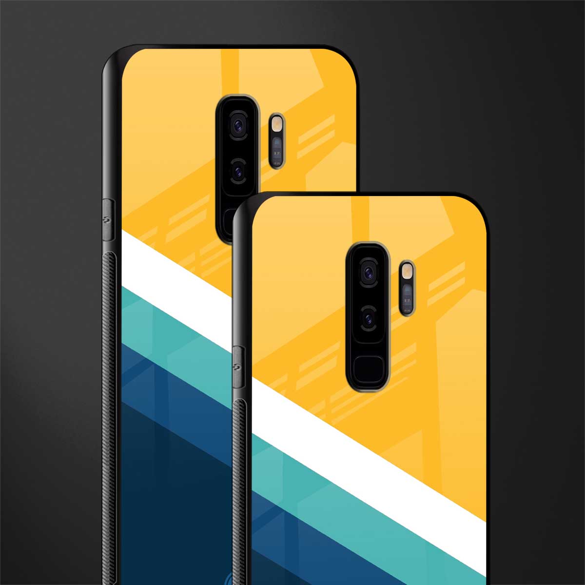 yellow white blue pattern stripes glass case for samsung galaxy s9 plus image-2