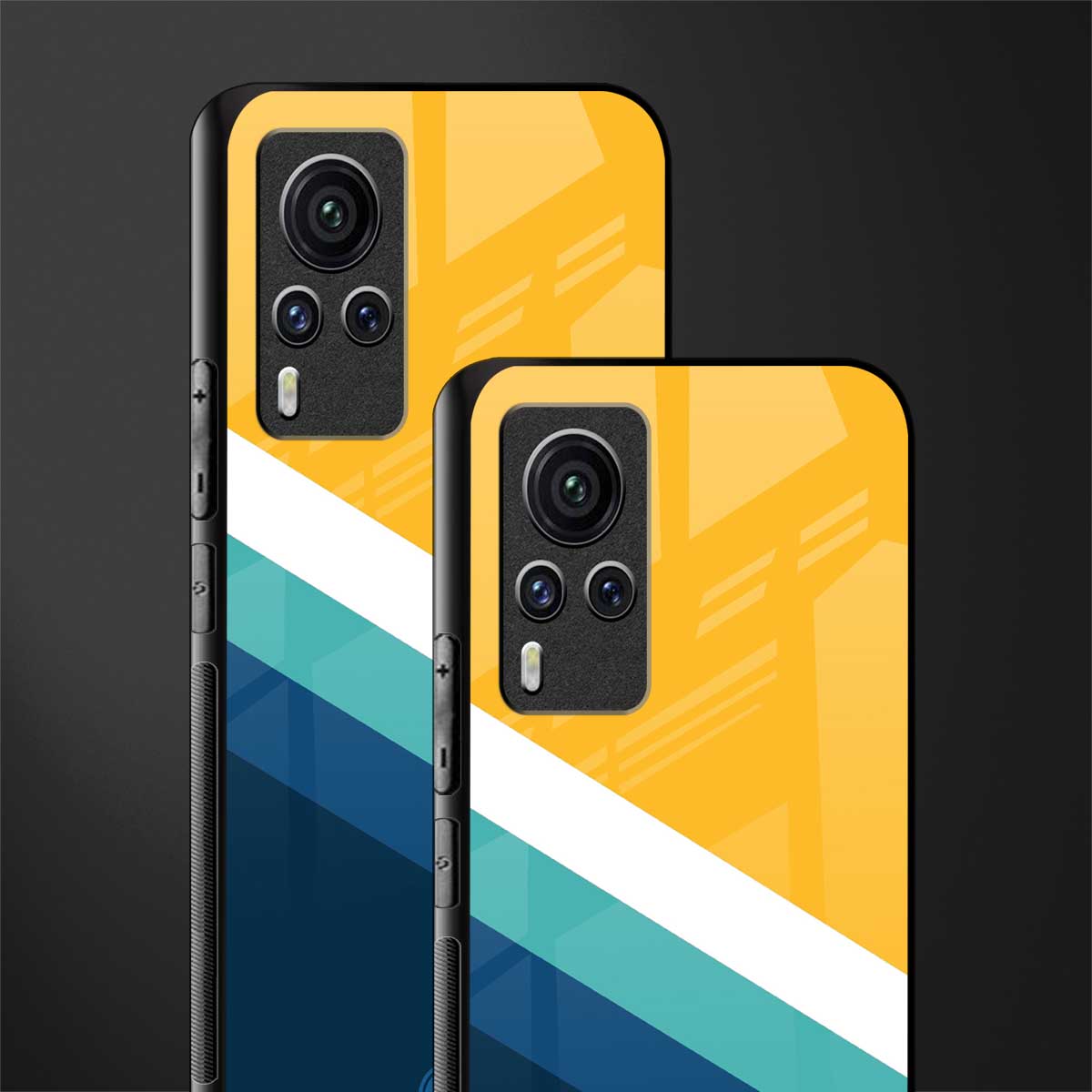 yellow white blue pattern stripes glass case for vivo x60 pro image-2