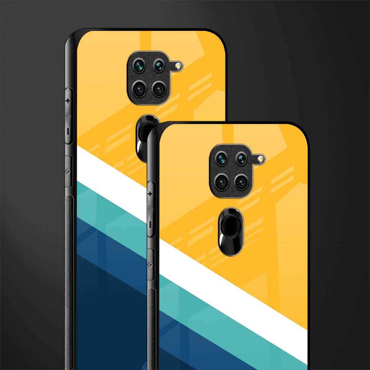 yellow white blue pattern stripes glass case for redmi note 9 image-2