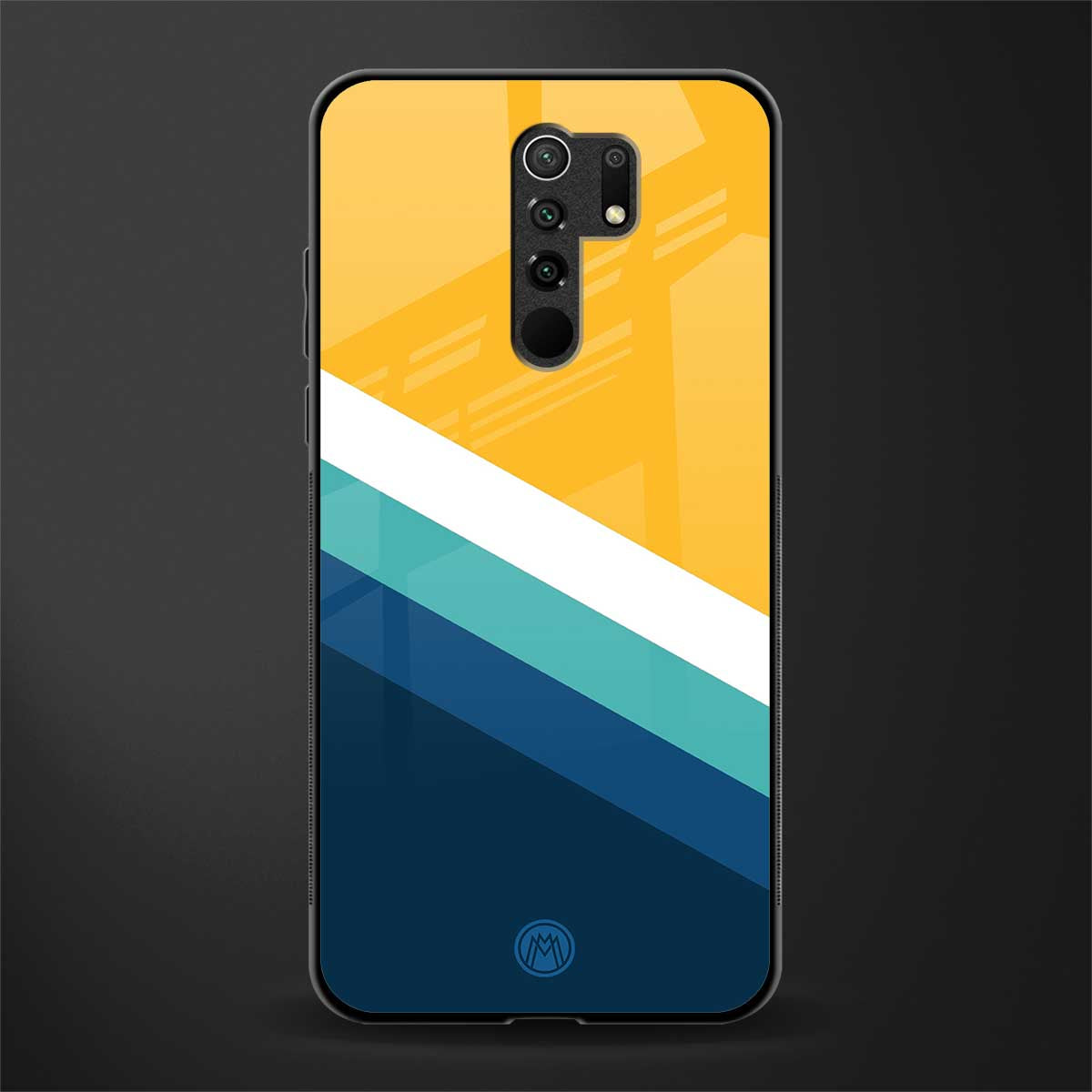 yellow white blue pattern stripes glass case for redmi 9 prime image