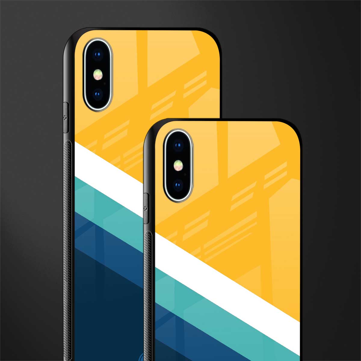 yellow white blue pattern stripes glass case for iphone x image-2
