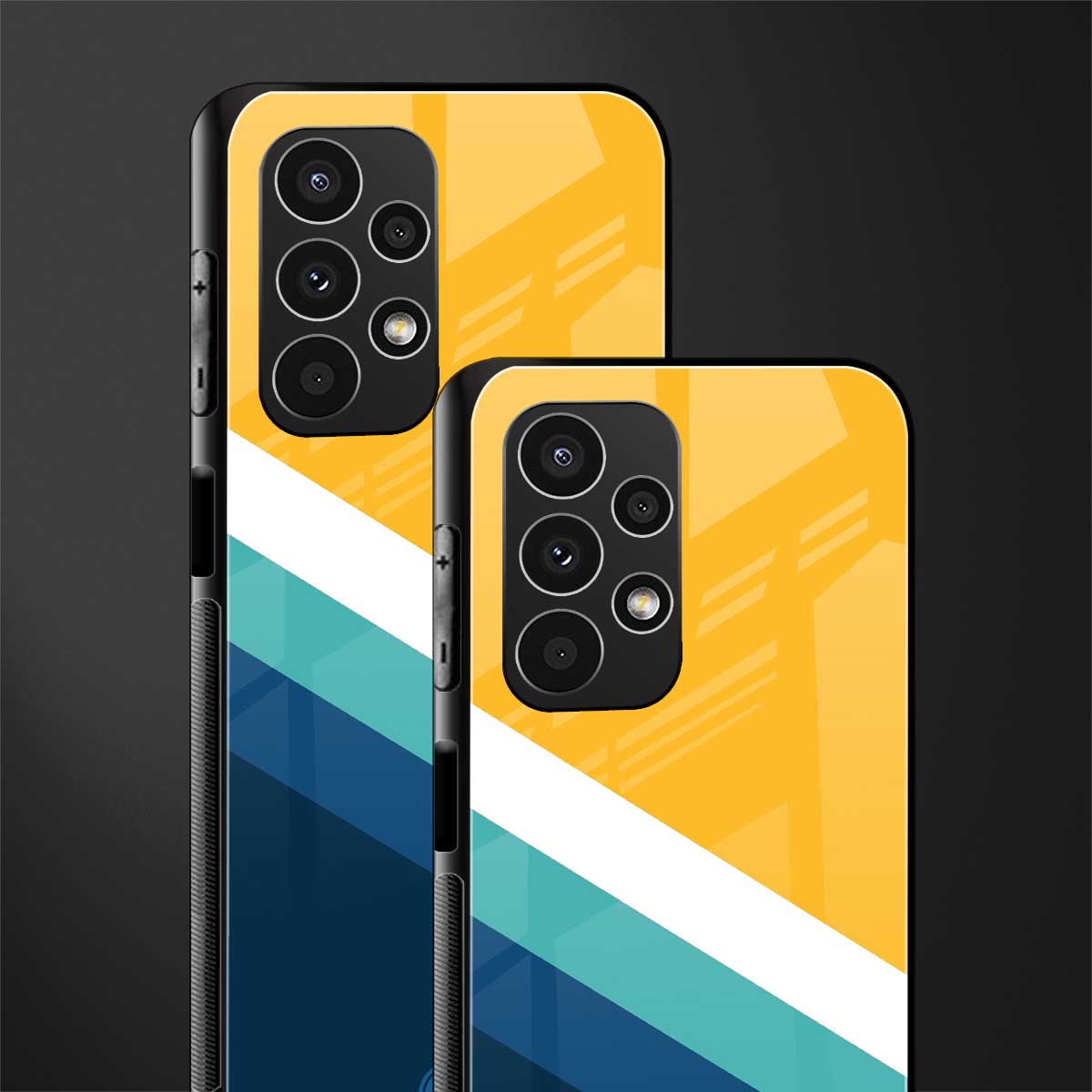 yellow white blue pattern stripes back phone cover | glass case for samsung galaxy a13 4g