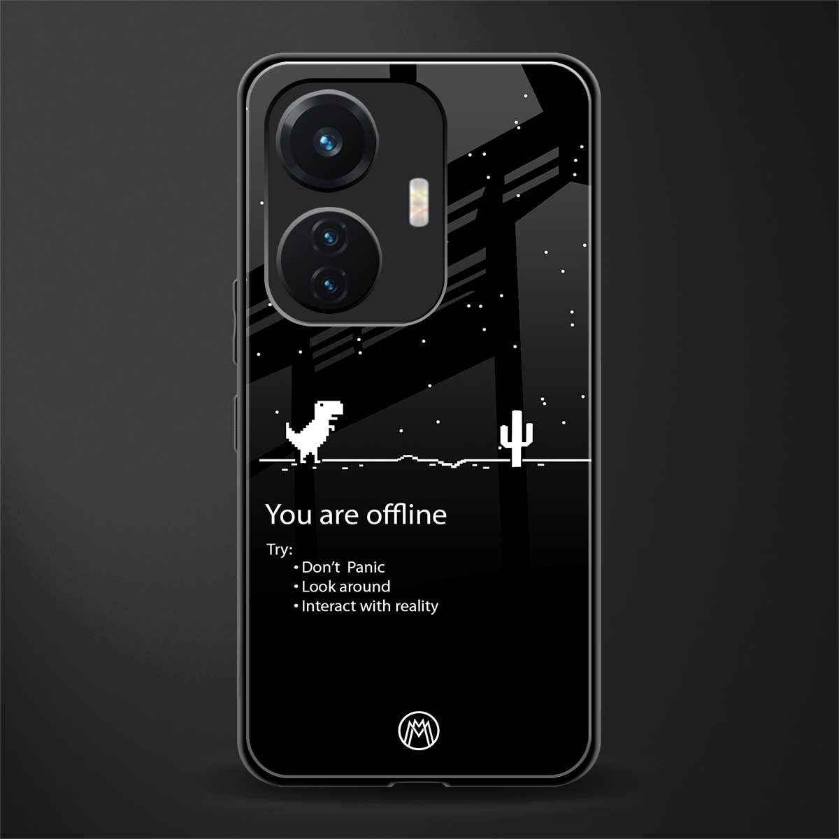 you are offline back phone cover | glass case for vivo t1 44w 4g
