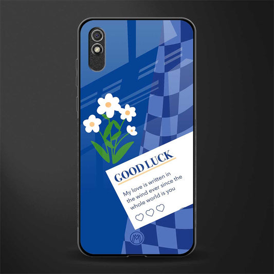 you're my world blue edition glass case for redmi 9i image
