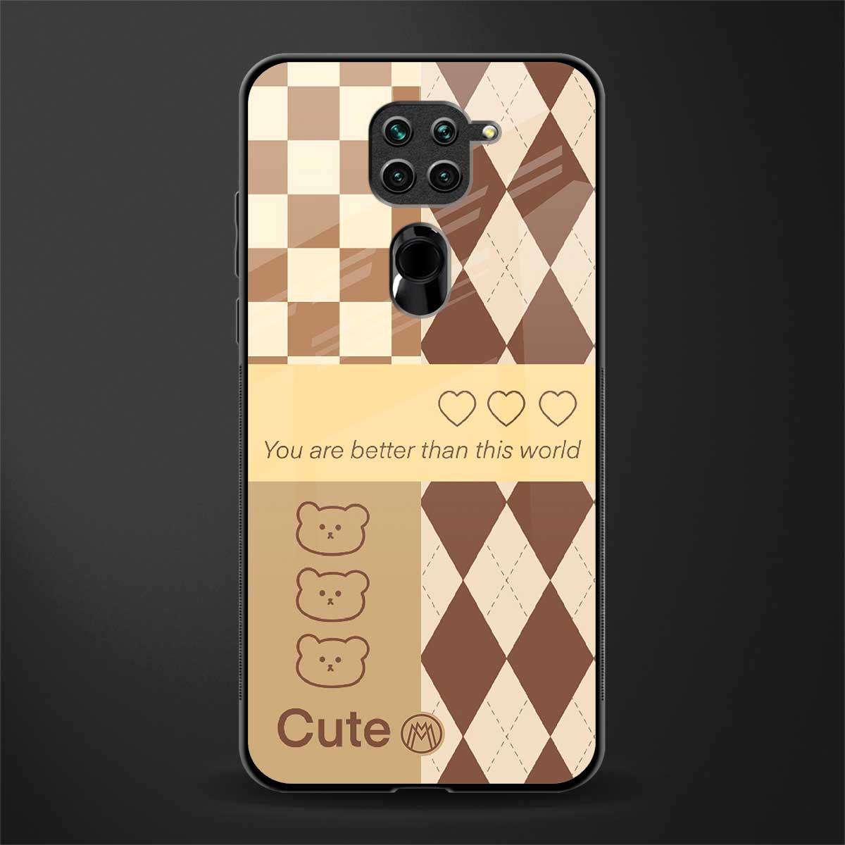 you're my world brown edition glass case for redmi note 9 image