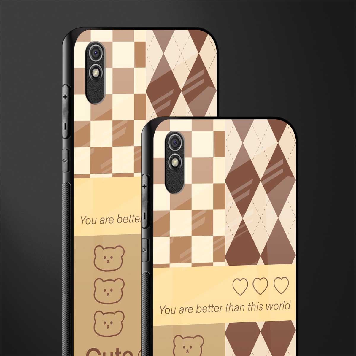 you're my world brown edition glass case for redmi 9a image-2