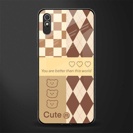 you're my world brown edition glass case for redmi 9a image