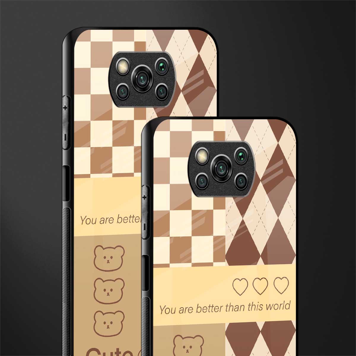 you're my world brown edition glass case for poco x3 image-2