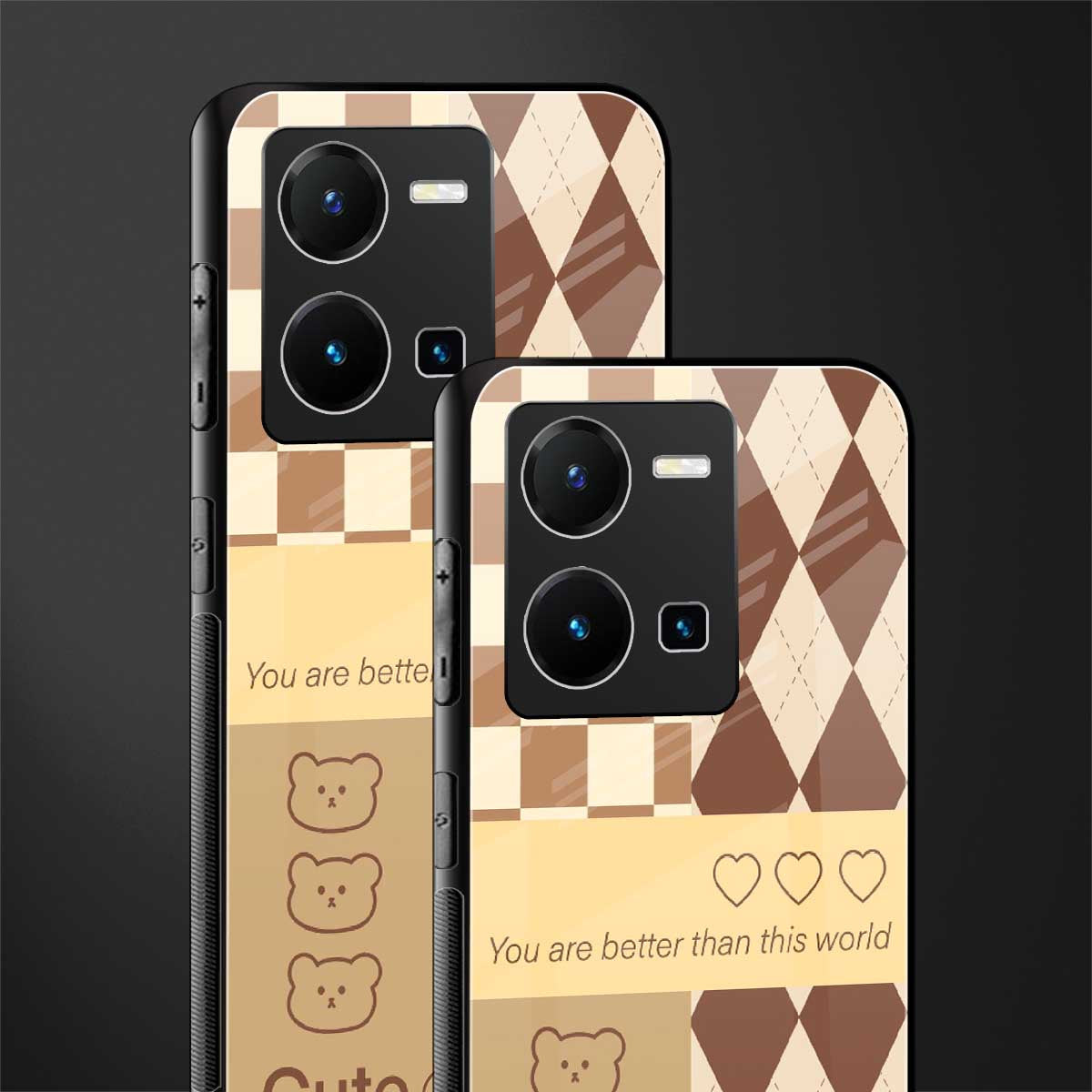 you're my world brown edition back phone cover | glass case for vivo y35 4g