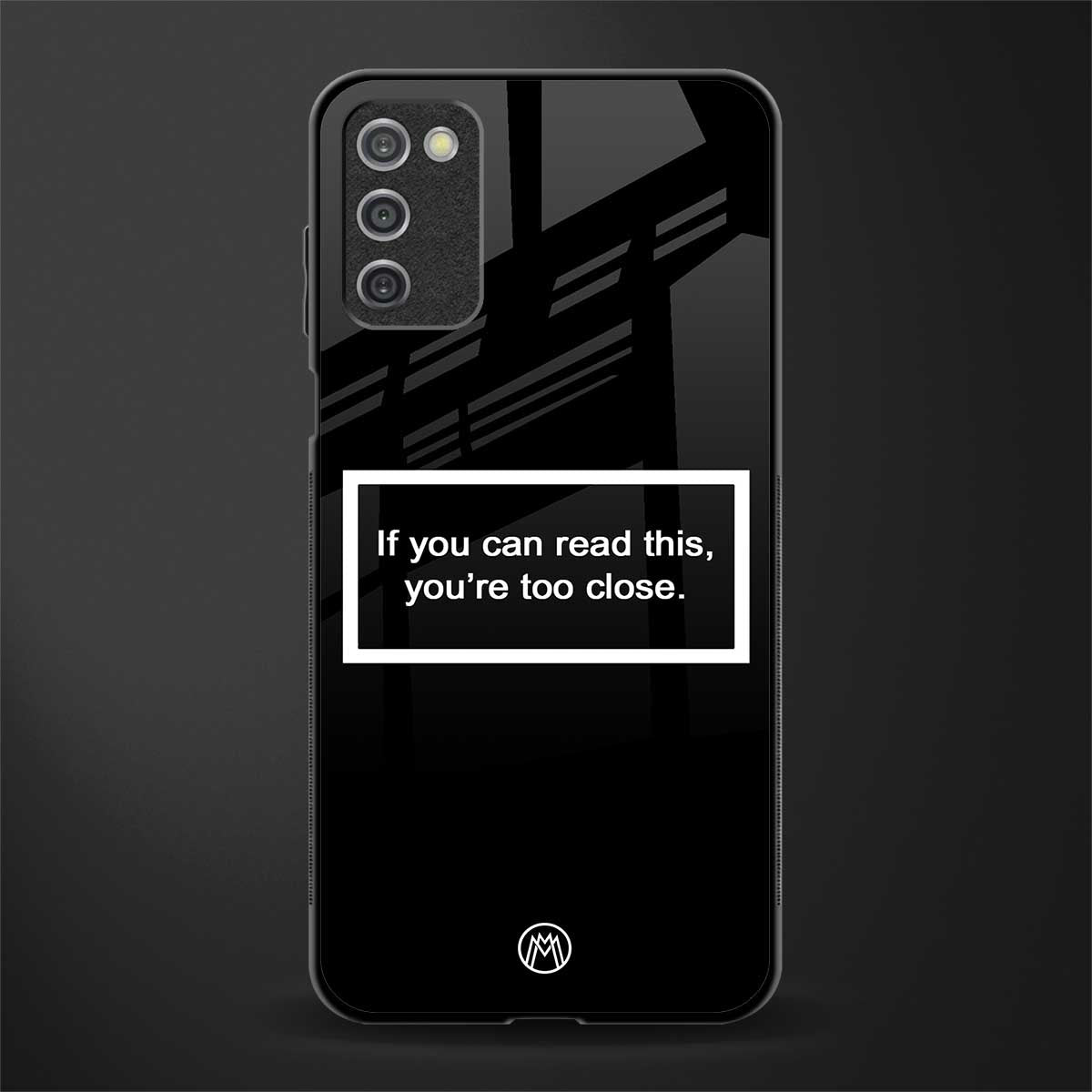 you're too close black glass case for samsung galaxy a03s image