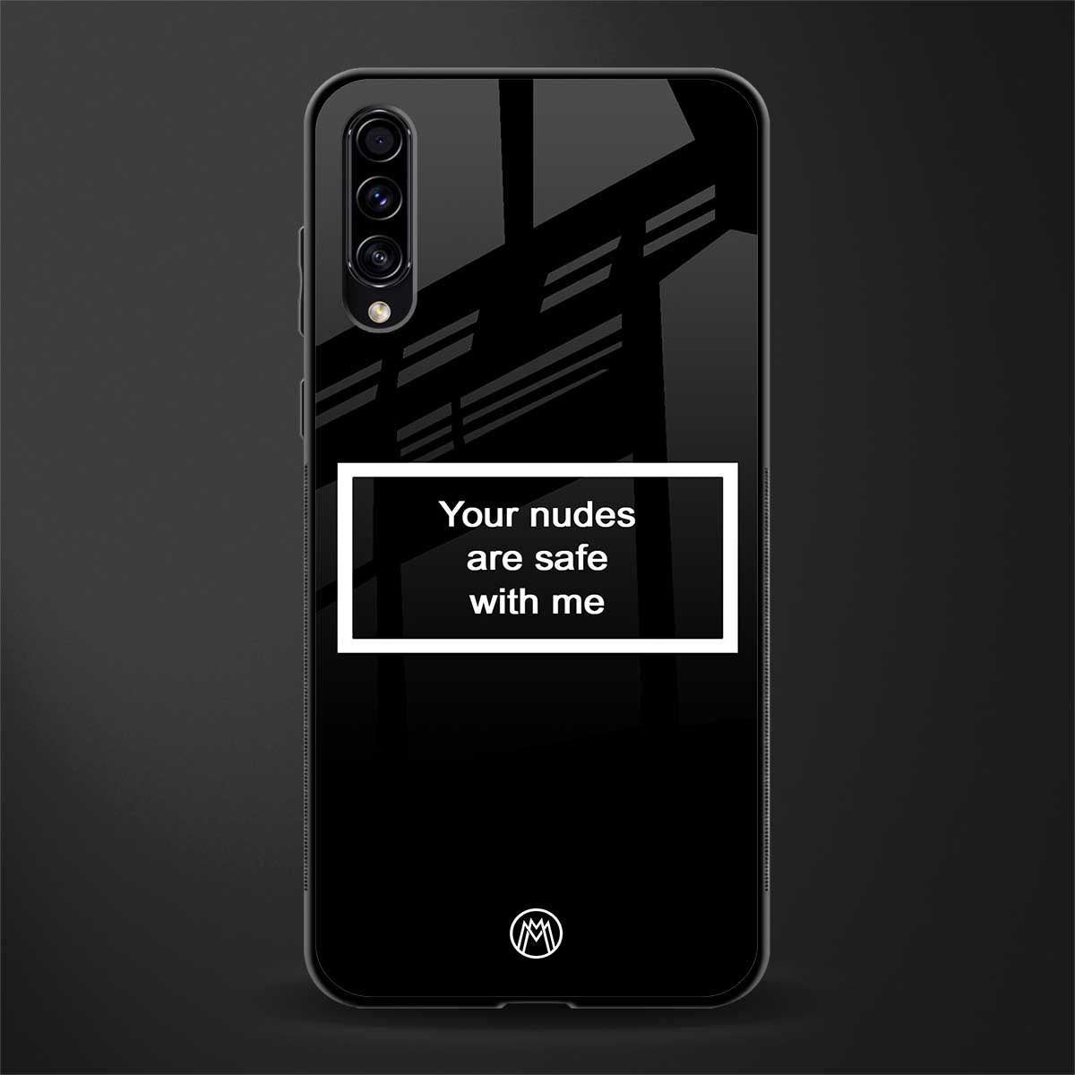 your nudes are safe with me black glass case for samsung galaxy a70 image