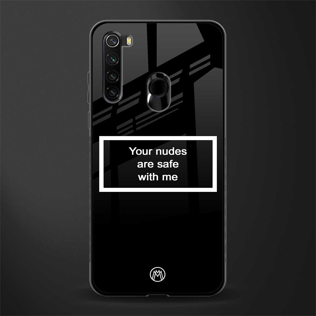 your nudes are safe with me black glass case for redmi note 8 image
