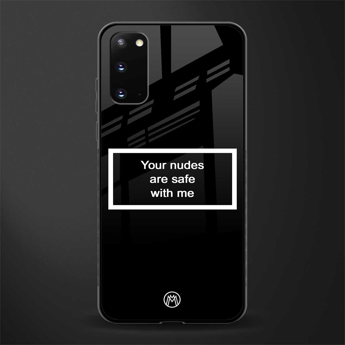 your nudes are safe with me black glass case for samsung galaxy s20 image
